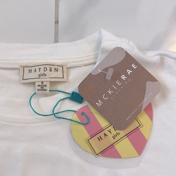 🆕HAYDEN Off White Boho Bohemian Puff Ruffle Lace Sleeve Blouse Short Sleeve Top - Picture 5 of 9